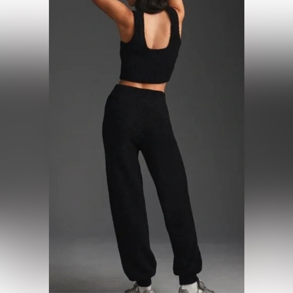 Daily Practice X Anthropologie Teddy Lounge Snuggle Crop Tank + Jogger XL Black